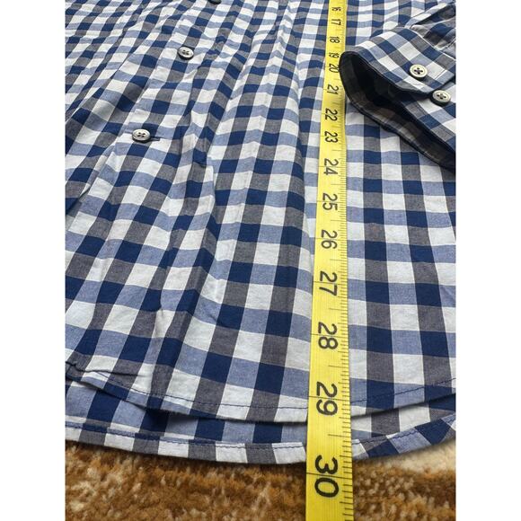 Express Modern Fit 16-16 1/2 Plaid Blue Button up Shirt Large preppy academia - Picture 8 of 8